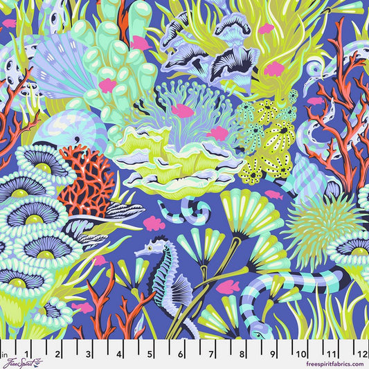 Floral Reef - Reef What You Want in Marine - Tula Pink - Free Spirit (Pre-order: May 2026)