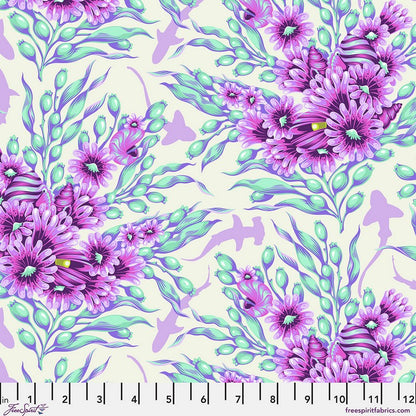 Floral Reef - Shadow Sharks in Ultraviolet - Tula Pink - Free Spirit (Pre-order: May 2026) - Dinkydoo Fabrics