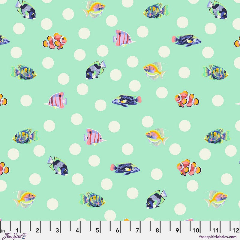 Floral Reef - School Crossing in Seafoam - Tula Pink - Free Spirit (Pre-order: May 2026) - Dinkydoo Fabrics
