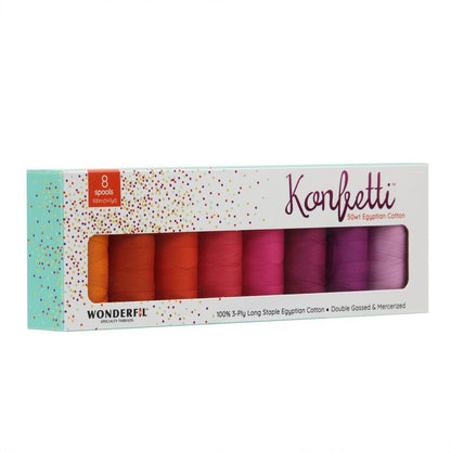 Konfetti 8 Pack - Peony Blooms - Cotton 50wt 547yd (500m) - WonderFil Specialty Threads (Pre-order: Jan 2026)