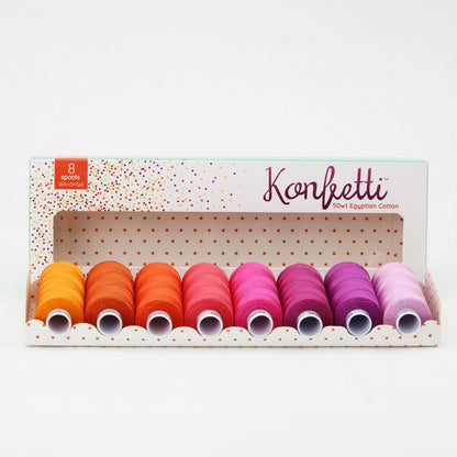 Konfetti 8 Pack - Peony Blooms - Cotton 50wt 547yd (500m) - WonderFil Specialty Threads (Pre-order: Jan 2026)
