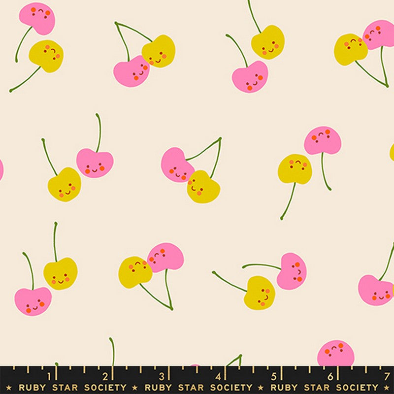 Trinketry - Cherry Friends in Natural - Melody Miller - Ruby Star Society (Pre-order: Mar 2026) - Dinkydoo Fabrics