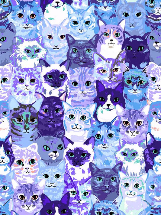 Oops! Al Cats 108" Wideback - Blue - Sarah Watts - Ruby Star Society (Pre-order: June 2027)