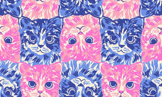 Oops! All Cats - Cat Checkers in Lindley Blue - Sarah Watts - Ruby Star Society (Pre-order: June 2027)