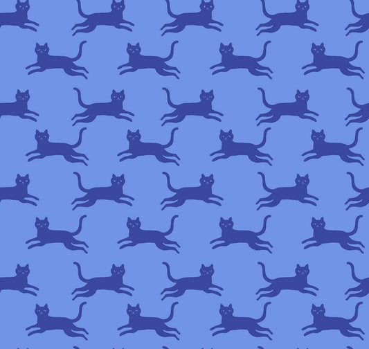Oops! All Cats - Kitty Run in Lindley Blue - Sarah Watts - Ruby Star Society (Pre-order: June 2027)