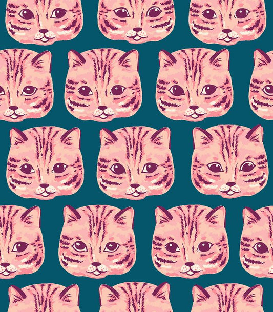 Oops! All Cats - CANVAS Meow Meow in Warm Teal - Sarah Watts - Ruby Star Society (Pre-order: June 2027)