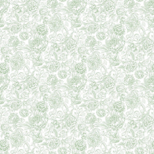 Blush (Cotton Sateen) - Floral Toile in Green - Michel Design Works - Northcott (Pre-order: Apr 2024)