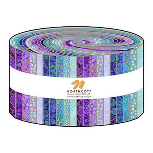 Shimmer Metallic Precuts - Jelly Roll - Pansy/Deep Sea - Northcott (Pre-order: Mar 2026)