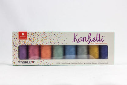 Konfetti 8 Pack - Shaded Velvet - Cotton 50wt 547yd (500m) - WonderFil Specialty Threads (Pre-order: Feb 2026)