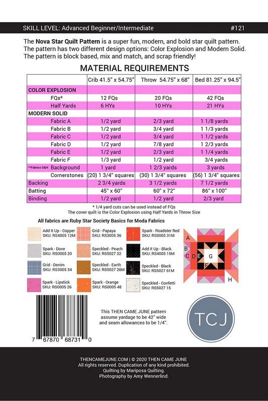 Nova Star Quilt Pattern - Then Came June (Pre-order: Jan 2026)