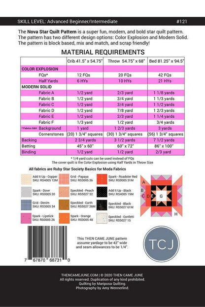 Nova Star Quilt Pattern - Then Came June (Pre-order: Jan 2026)