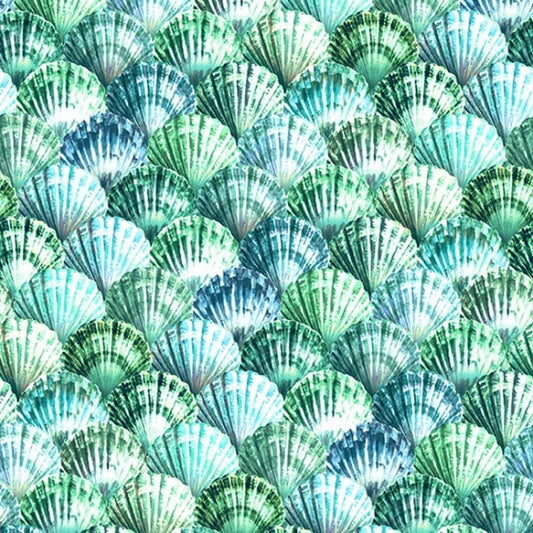 Tides of Color - Seashells in Seagrass - Hoffman Fabrics
