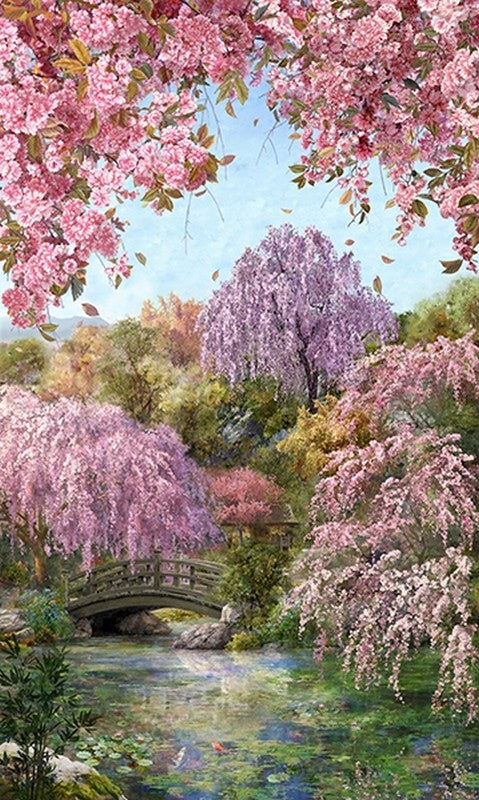 Sakura Blooms - Panel Pond W5364-452 - Hoffman Fabrics (Pre-order: May 2024)