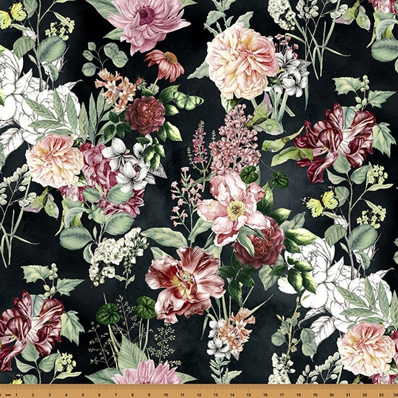 Botanical Charm - Onyx W5369-213 - Hoffman Fabrics (Pre-order: May 2024)