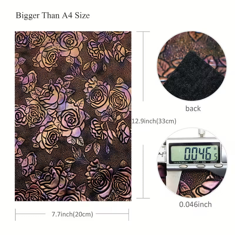 Faux Leather - Rose Blossoms (5pc) (7.7" x 12.9")