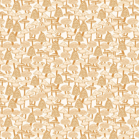Fall's Enchantment - Mushroom Love in Mustard - Cotton + Steel