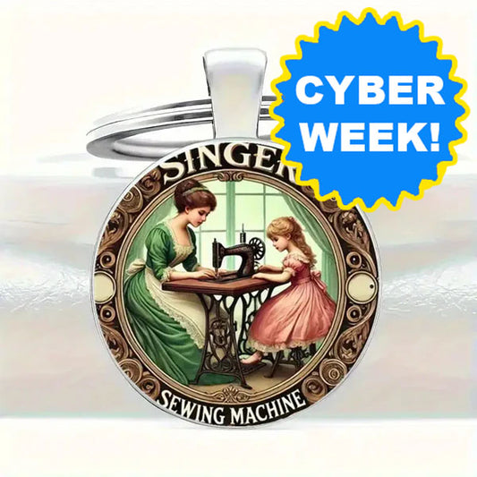 Vintage Singer Mother Daughter Keychain