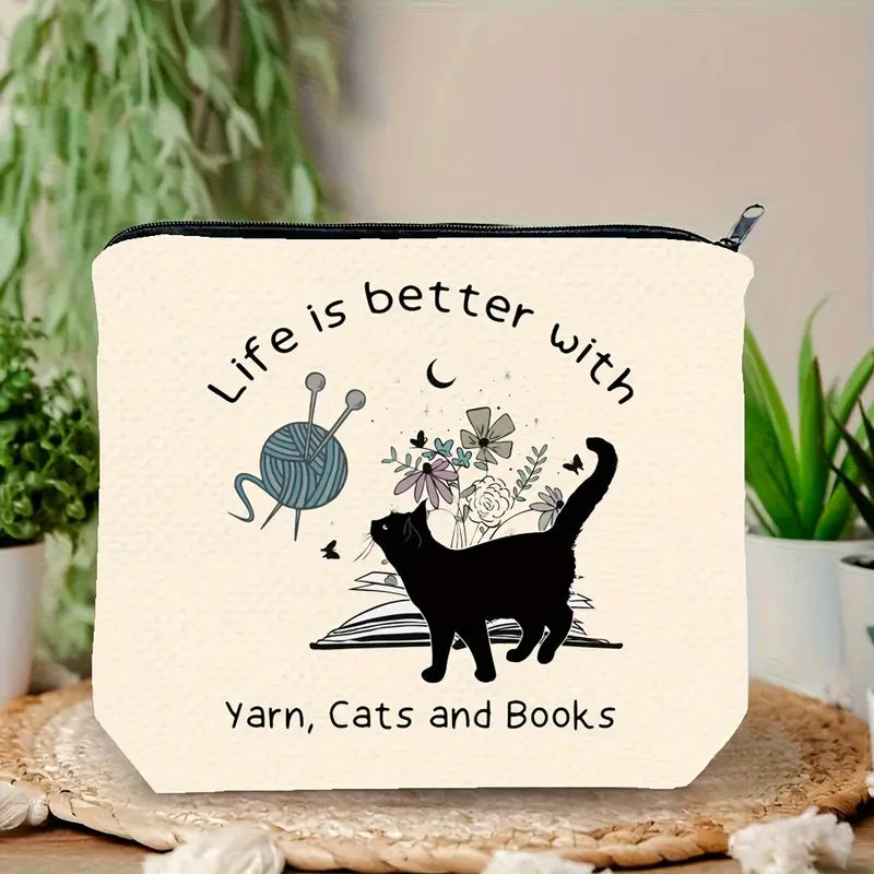 Sew n' Stash Bag - Life is Better With Cats - Dinkydoo Fabrics