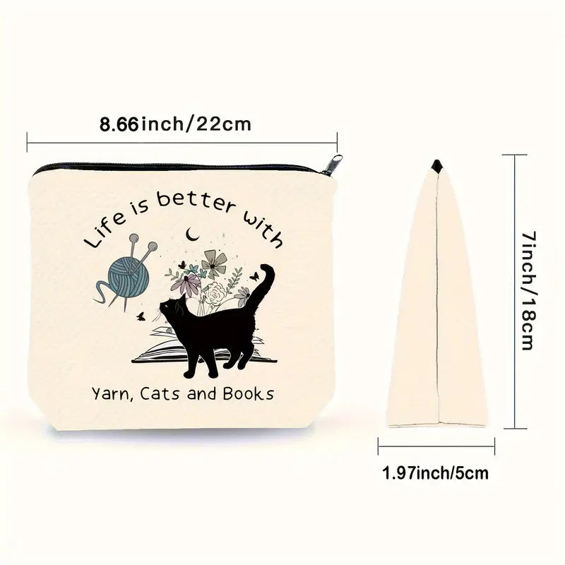 Sew n' Stash Bag - Life is Better With Cats - Dinkydoo Fabrics