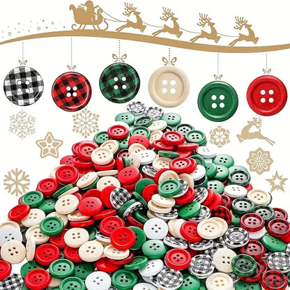 Christmas Wooden Buttons 4 Hole (0.79") 50pc