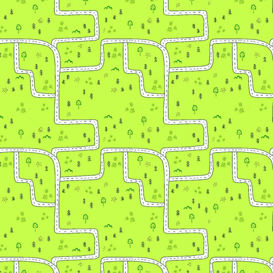 Let's Dig - We'll Build Roads in Green - RJR Fabric