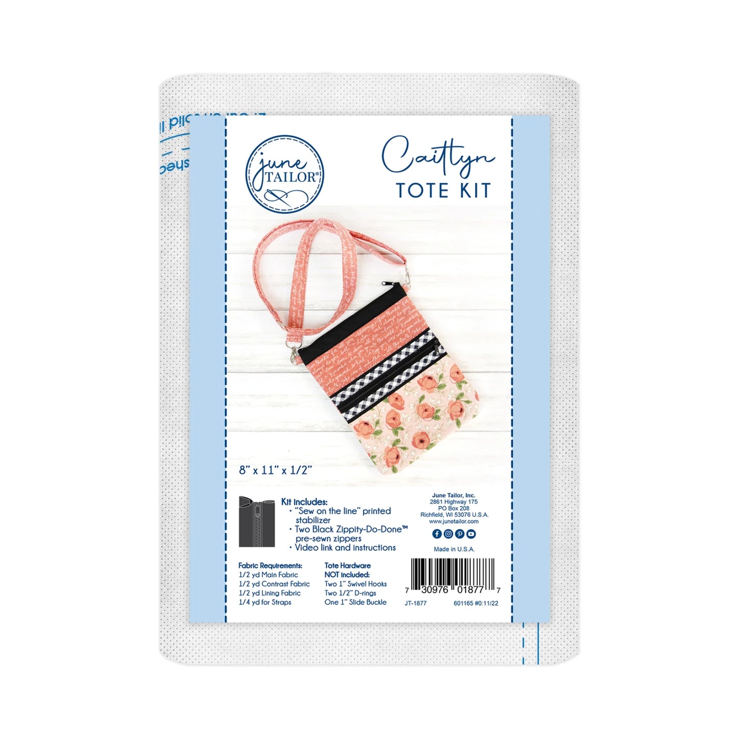 Quilt As You Go Crossbody Tote Bag Caitlyn Zippity Do Done Black - June Tailor (Pre-order: Mar 2026)