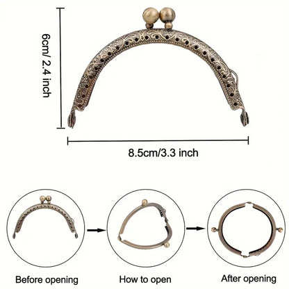 Purse Frame Kiss Lock (Sew-In) Antique Silver - 3.3"