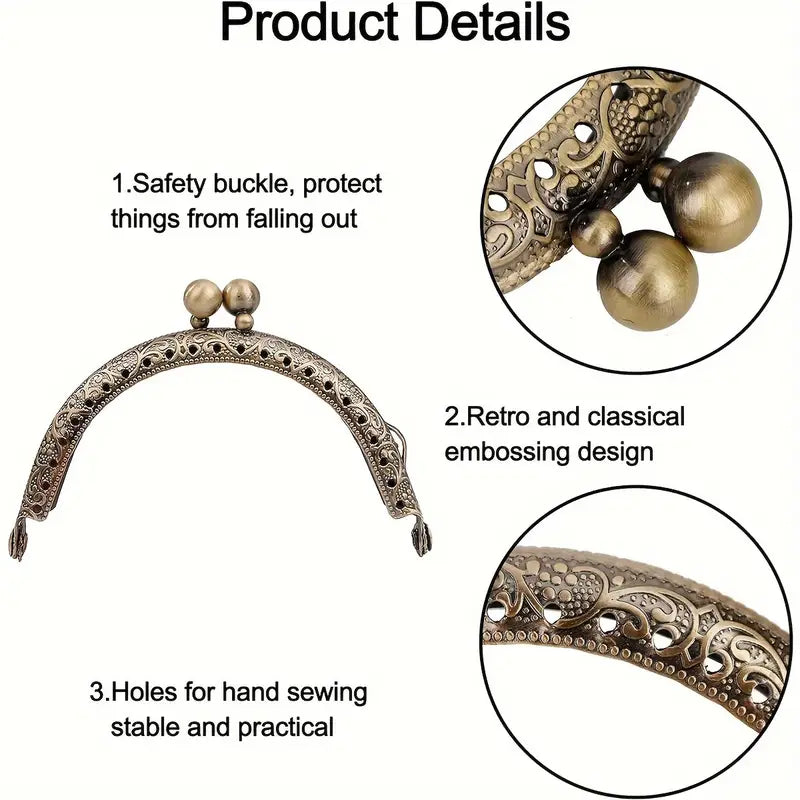 Purse Frame Kiss Lock (Sew-In) Antique Silver - 3.3"