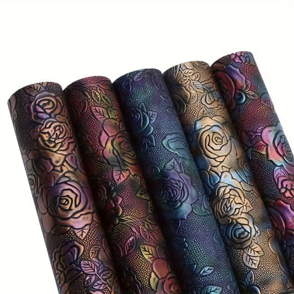Faux Leather - Rose Blossoms (5pc) (7.7" x 12.9")