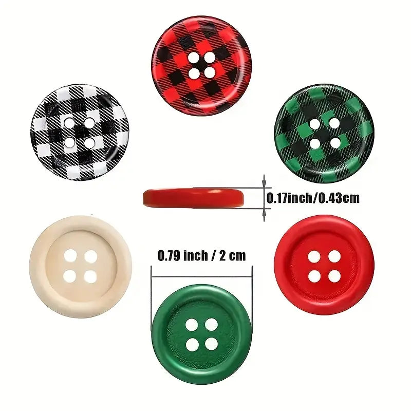 Christmas Wooden Buttons 4 Hole (0.79") 50pc