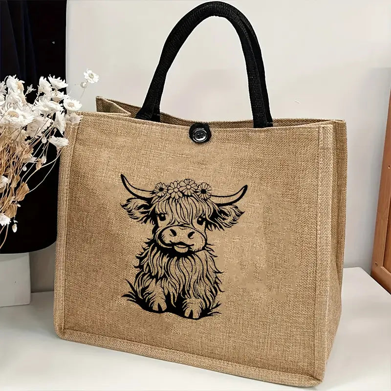 Sew n' Stash Tote Bag (With Inner Pocket) - Highland Cow