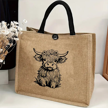 Sew n' Stash Tote Bag (With Inner Pocket) - Highland Cow