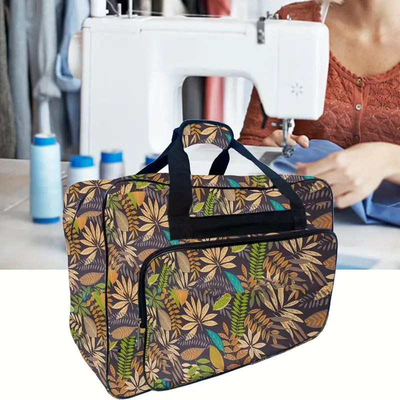 Sewing Machine Travel Bag - Brown Leaf Multi