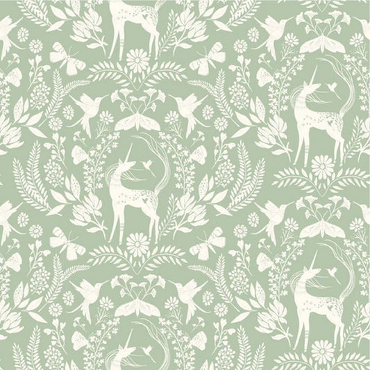 Unicorn Dreams - Enchanted in Mint - Ginger Deverell - Poppie Cotton
