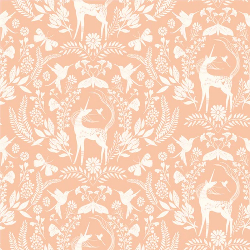 Unicorn Dreams - Enchanted in Peach - Ginger Deverell - Poppie Cotton - Dinkydoo Fabrics
