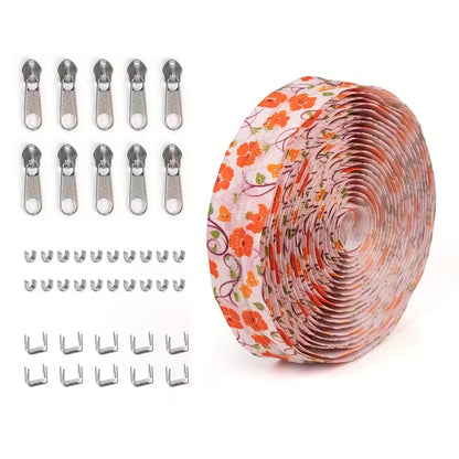 Zipper Set Nylon #5 - Poppies (4.9 Yards & BONUS 10 Pulls)