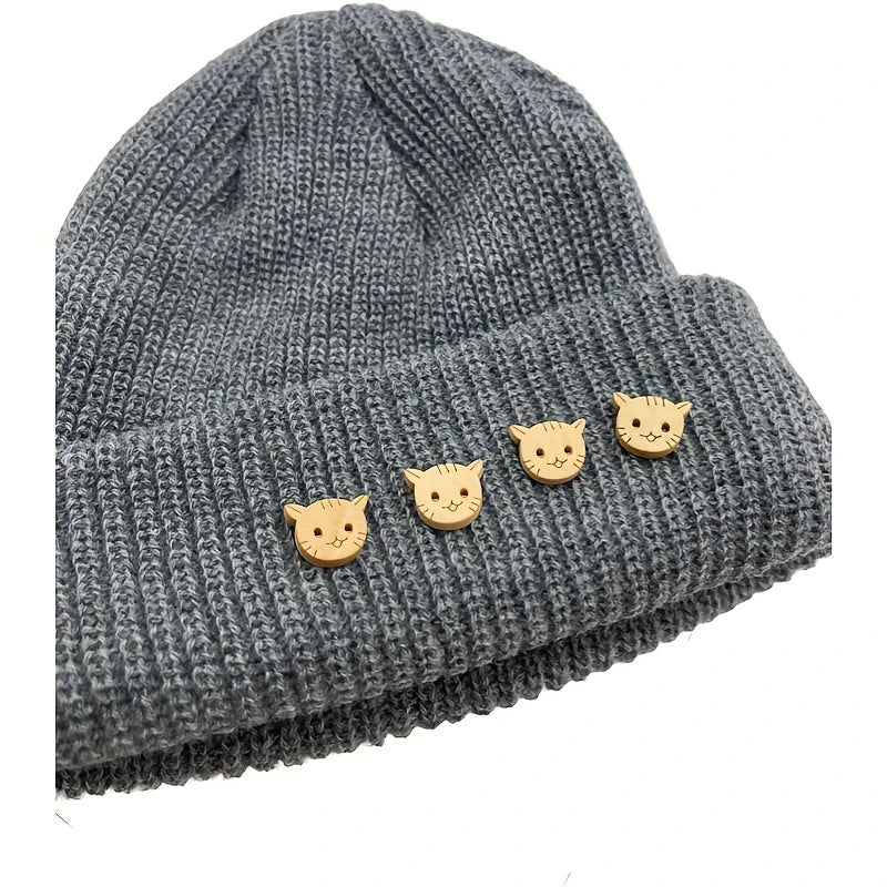 Wooden Cat Buttons (10pc) 2 Hole (0.5")