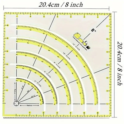 Non-Slip Circle Cutter Ruler 8" x 8"