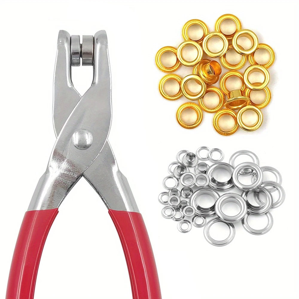 Grommet Pliers BONUS 100 Metal Grommets (0.3" - 0.8")