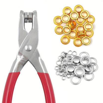 Grommet Pliers BONUS 100 Metal Grommets (0.3" - 0.8")
