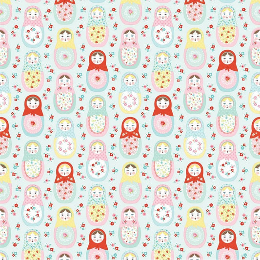 Market Day - Nesting Dolls in Blue - Poppie Cotton