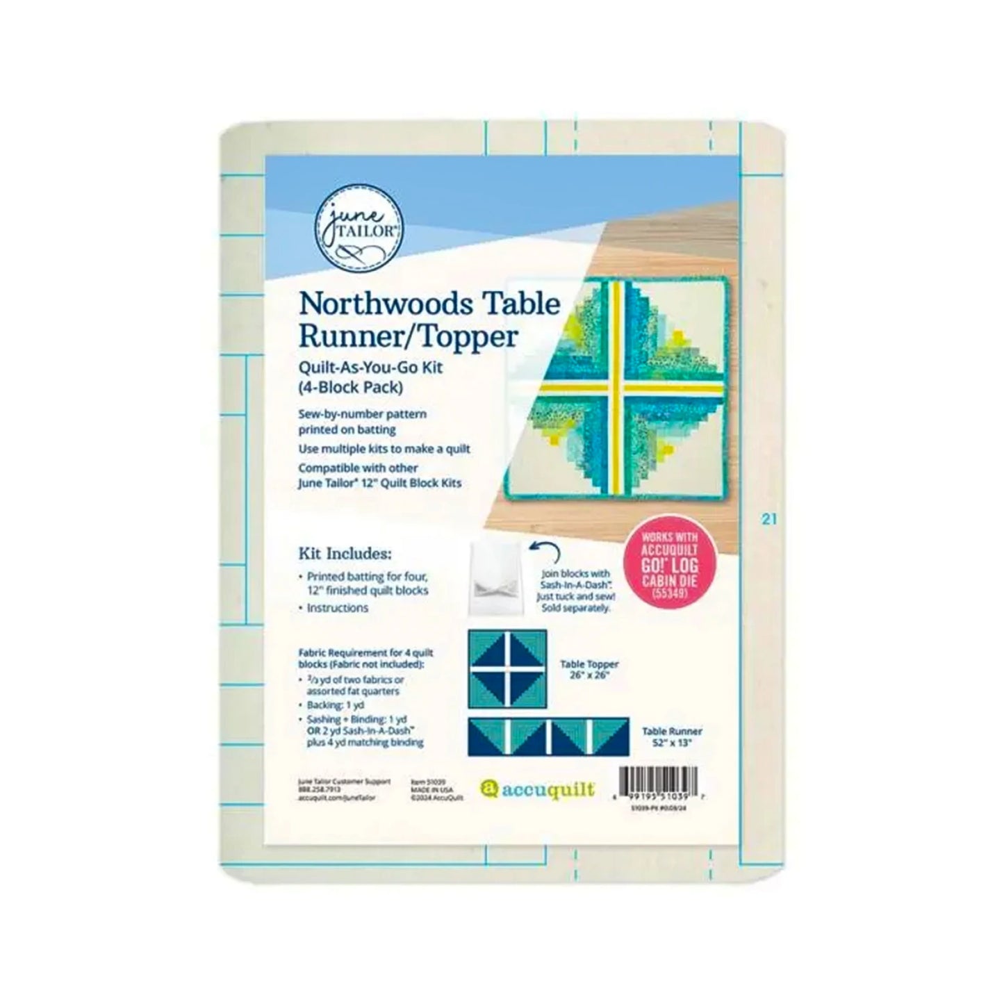 Quilt as You Go Northwoods Table Runner Topper (4 Block) - June Tailor (Pre-order: Aug 2026)