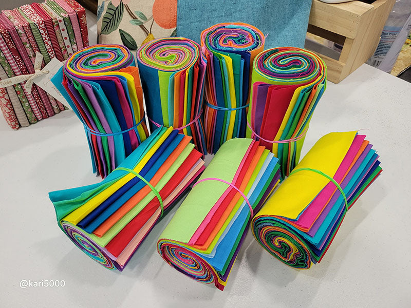 Kona Solids Mystery Bundle 6" x 44" Strips (12pc) - Dinkydoo Fabrics