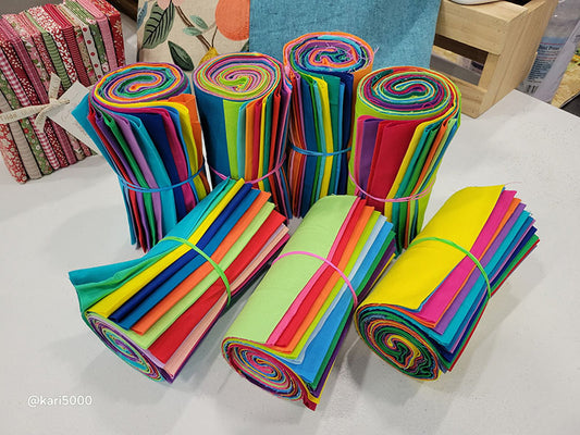 Kona Solids Mystery Bundle 6" x 44" Strips (12pc) - Dinkydoo Fabrics