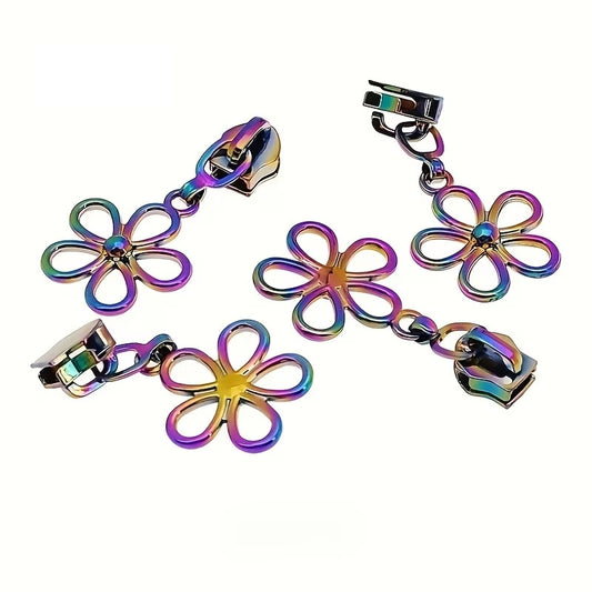 Rainbow Floral Zipper Pull #5
