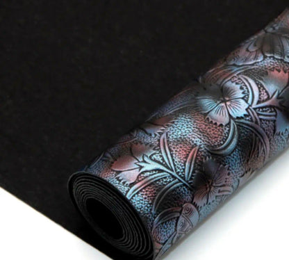 Faux Leather (Textured) Roll - Dragonfly & Butterfly Metallic (12" x 55") - Dinkydoo Fabrics