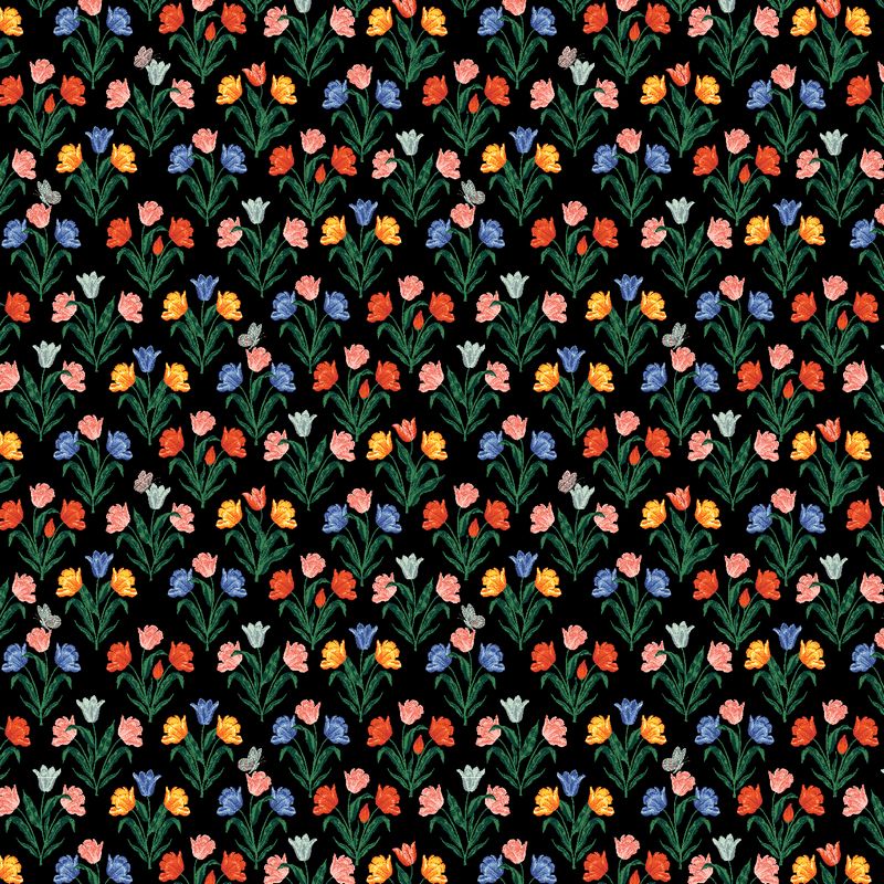 Curio - Tulips in Black - Rifle Paper Co - Cotton + Steel