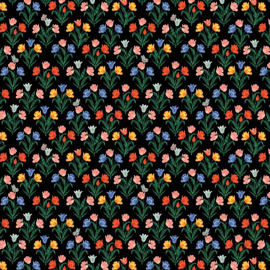 Curio - Tulips in Black - Rifle Paper Co - Cotton + Steel