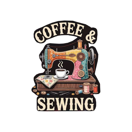 Sew Sticker - Coffee & Sewing - Dinkydoo Fabrics