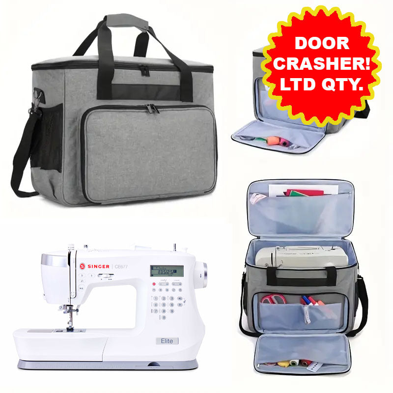 Sewing Machine Travel Case - Grey - Dinkydoo Fabrics